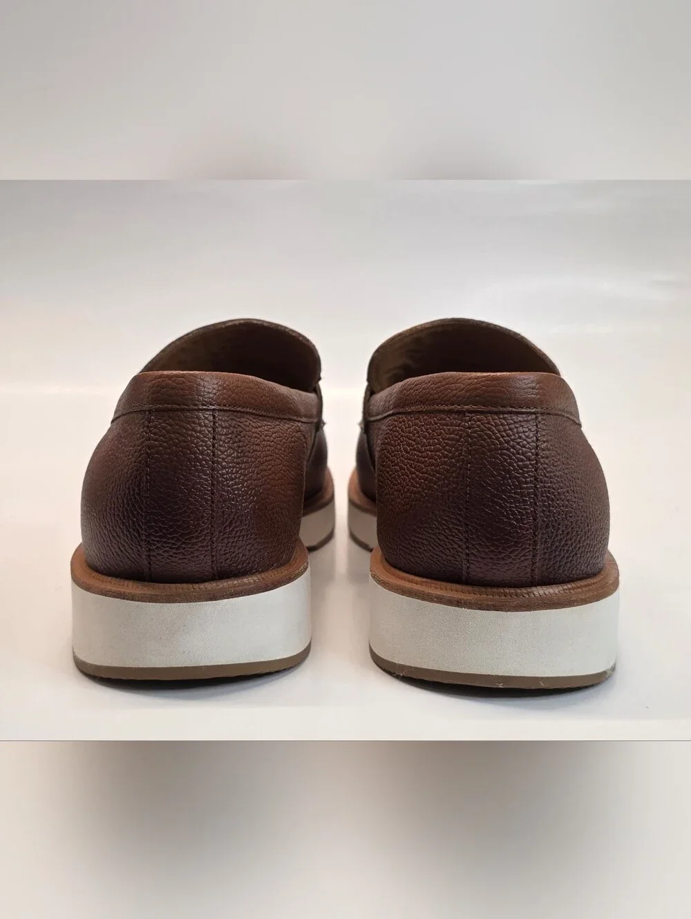 New Allen Edmonds Shoes Mens 10.5D Brown Benson Pebbled Leather Penny Loafer